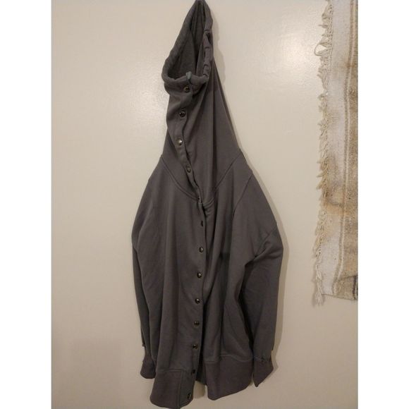 Women's large Gray. Z Avenue USA Button up. Extra-long, tunnel, collared jacket. - Picture 5 of 5